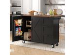 Carrello Da Portata Flieks Carrello Da Cucina A Isola Con 3 Cassetti, Carrello Da Pranzo Mobile Per Cucina Con Piano Pieghevole E 2 Ante, Carrello Da Cucina A Isola