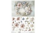 Carta Di Riso Per Decoupage Carta Artigianale Per Decoupage A3 R1453L Corona Di Fiori 3D