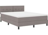 Vidaxl Letto Boxspring Con Materasso Led Taupe 140 X 190 Cm Tessuto