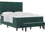 Vidaxl Letto A Molle Con Materasso Verde Scuro 160 X 200 Cm In Velluto
