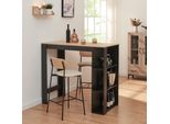 Tavolo Da Bar 'Danderyd' Banco Bar 120 X 60 X 106 Cm Con 3 Ripiani Look Nero/Quercia
