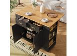 Carrello Di Servizio Flieks Con Piano Di Lavoro Pieghevole, Isola Da Cucina Moderna 120X40-65X90 Cm, Carrello Da Pranzo Multifunzionale Con Ampio Spazio Di Archiviazione, Nero