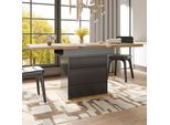 Tavolo Da Pranzo Flieks Allungabile Con Armadio E Cassetti, Tavolo Telescopico Rettangolare, Tavolo Da Cucina 110-140X80X75 Cm, Colore Legno E Nero