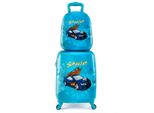 Costway 2 Pezzi Valigia Per Bambini + Zaino, Trolley Per Bambini, Valigie Per Bambini, Set Di Valigie Per Bambini, Valigie Da Viaggio A Guscio Duro, Blu