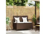 Syfax™ Panca Portaoggetti Da Giardino Con Cuscino Marrone Polyrattan