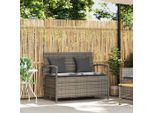 Syfax™ Panca Portaoggetti Da Giardino Con Cuscino Grigio In Polyrattan