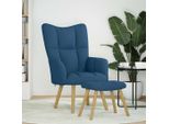 Syfax™ Poltrona Relax Con Poggiapiedi Blu In Tessuto