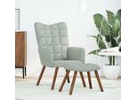 Syfax™ Poltrona Relax Con Sgabello Grigio Chiaro In Velluto