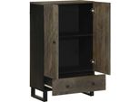 Syfax™ Credenza Nera 60X33X100 Cm In Legno Massello Di Mango