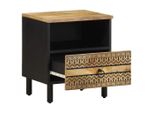 Syfax™ Comodino Nero 40X33X46 Cm In Legno Massello Di Mango Grezzo