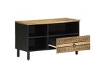 Syfax™ Mobile Porta Tv Nero 80X33,5X46 Cm Legno Massello Mango Grezzo