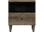 Syfax™ Comodino Grigio Chiaro 40X33X46 Cm In Legno Massello Di Mango