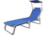 Syfax™ Lettino Prendisole Pieghevole Baldacchino Acciaio E Tessuto Blu