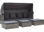 Syfax™ Lettino Da Giardino Con Tettuccio In Polyrattan Grigio MéLange