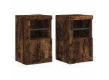 Syfax™ Armadietti Con Luci Led 2Pz Rovere Fumo In Legno Multistrato