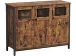 Credenza, Tavolo Da Buffet, Mobile Contenitore Con Ante In Vetro, Sala Da Pranzo, Soggiorno, Corridoio