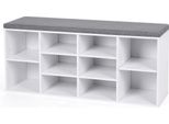 Panca Portascarpe, Scaffale Portascarpe, Scarpiera, Mobiletto Portaoggetti, 10 Scomparti, Con Cuscino, Per Ingresso