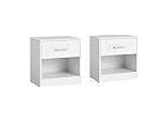 Comodini, Set Da 2, Comodino Con Cassetto, Maniglia, Scomparto Aperto, Tavolino, Per Camera Da Letto
