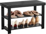 Vevor Panca Portascarpe Panca Portascarpe (703 X 288 X 451 Mm), Panca Da Ingresso In Bambù, Scarpiera A 3 Livelli (Capacità Di Carico 130 Kg), Per Porta D'ingresso Corridoio Soggiorno Camera Da Letto Nero