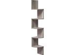 Mensola Angolare, Mensola Da Parete Sospesa A 5 Ripiani Con Design A Zigzag, Libreria, Greige LBC020M01