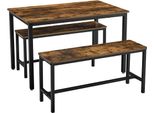 Tavolo Da Pranzo Con 2 Panche, Set Da 3 Pezzi, Tavolo Da Cucina Da 110 X 70 X 75 Cm