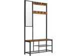 Appendiabiti, Mobile Da Ingresso Con Ganci, Specchio, Scarpiera E Ripiani, 36 X 98 X 185 Cm