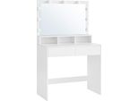 Tavolo Da Toeletta Bianco Con Specchio E Lampadine Led Dimmerabili