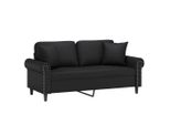 Syfax™ Divano A 2 Posti Con Cuscini Nero 140 Cm In Pelle Finta