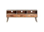 Syfax™ Mobile Porta Tv Grigio 130X35X51 Cm In Massello Di Mango Grezzo