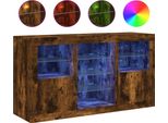 Syfax™ Credenza Con Luci Led Rovere Fumo 123X37X67 Cm