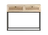 Syfax™ Tavolo Consolle 100X35X76 Cm Massello Di Mango E Canna Naturale