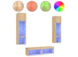 Syfax™ Mobili Tv A Muro Con Led 6Pz Rovere Sonoma Legno Multistrato