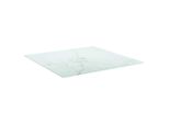 Syfax™ Piano Tavolo Bianco 70X70 Cm 6 Mm Vetro Temperato Design Marmo