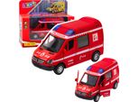Camion Dei Vigili Del Fuoco In Metallo Guida Tira Indietro Luci Suoni Rosso 1:32