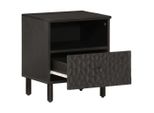 Syfax™ Comodino Nero 40X33X46 Cm In Legno Massello Di Mango