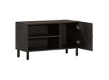 Syfax™ Mobile Porta Tv Nero 80X31X46 Cm In Legno Massello Di Mango