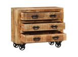 Syfax™ Credenza Con 3 Cassetti 80X30X65 Cm Legno Grezzo Massello Mango