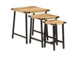 Syfax™ Tavolini A Incastro 3 Pz In Legno Massello Di Mango E Ferro