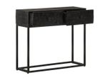 Syfax™ Tavolo Consolle Nero 90X30X76Cm Legno Massello Di Mango E Ferro