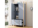 Armadio Flieks Con Barra E 2 Cassetti, Armadio A 2 Ante Per Camera Da Letto Armadio Per Corridoio Armadio Per Soggiorno, Blu