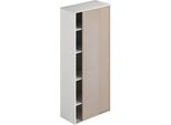 Armadio Due Ante Scorrevoli 90X43X212H Con Ripiani Colore Bianco Frassinato E Olmo