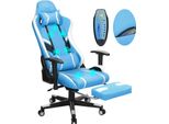 Sedia Da Ufficio, Design Ergonomico, Regolabile In Altezza, Blu Bianco