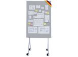 Lavagna Mobile Floordirekt Giant, 80×120 Cm Con Rotelle Bloccabili, Telaio In Metallo Leggero E Stabile, Lavagna In Feltro Su Entrambi I Lati Con Ripiano