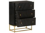 Syfax™ Cassettiera Nera 55X30X76 Cm In Legno Massello Di Mango E Ferro