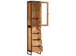 Syfax™ Mobile Da Bagno 40X27X190 Cm In Ferro E Legno Massello Acacia