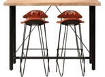 Syfax™ Set Da Bar 5 Pz In Legno Massello E Vera Pelle