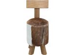 Syfax™ Sgabello In Pelle Di Capra E Legno Massello Di Teak