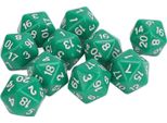 Set Di Dadi Poliedrici Da 10 Pezzi In Plastica, Leggeri, 20 Facce, Per Giochi Di Ruolo, Giochi Da Tavolo, Verde
