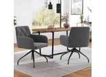 Set Di 2 Sedie Da Pranzo Sweiko Girevoli A 360° Con Motivo A Diamante, Poltrona Imbottita Con 4 Gambe In Metallo, Sedia Da Salotto Moderna, Sedia Da Soggiorno Per Camera Da Letto, Studio, Supporto Lombare, Velluto, Antracite