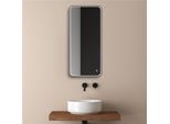 Specchio Rettangolare Led 90X40Cm Con Cornice In Alluminio Nero Nebia